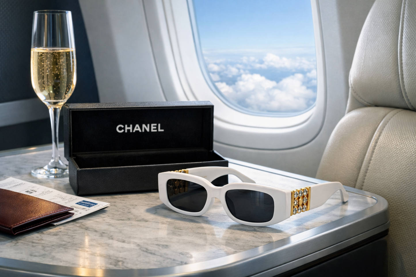 Chanel Rectangle Glasses- White Edition