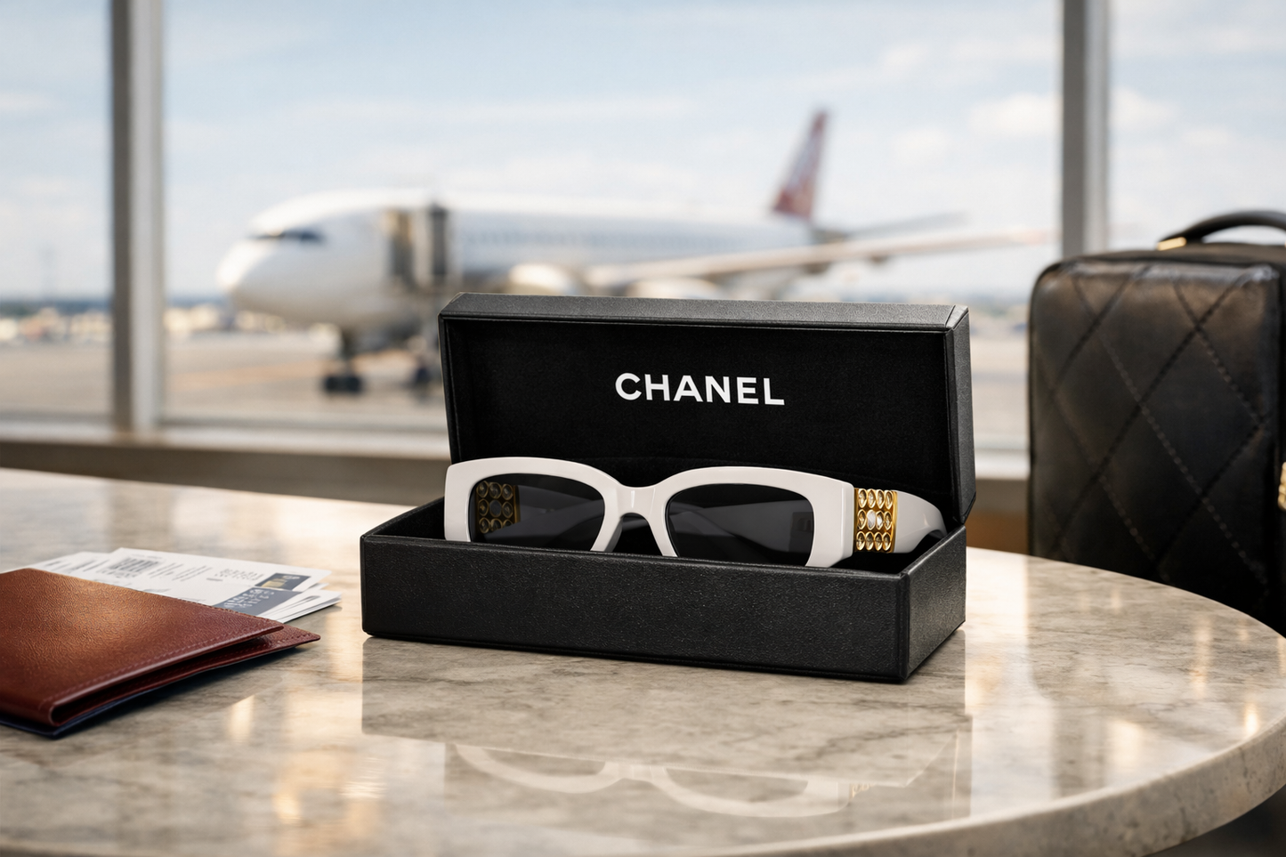 Chanel Rectangle Glasses- White Edition